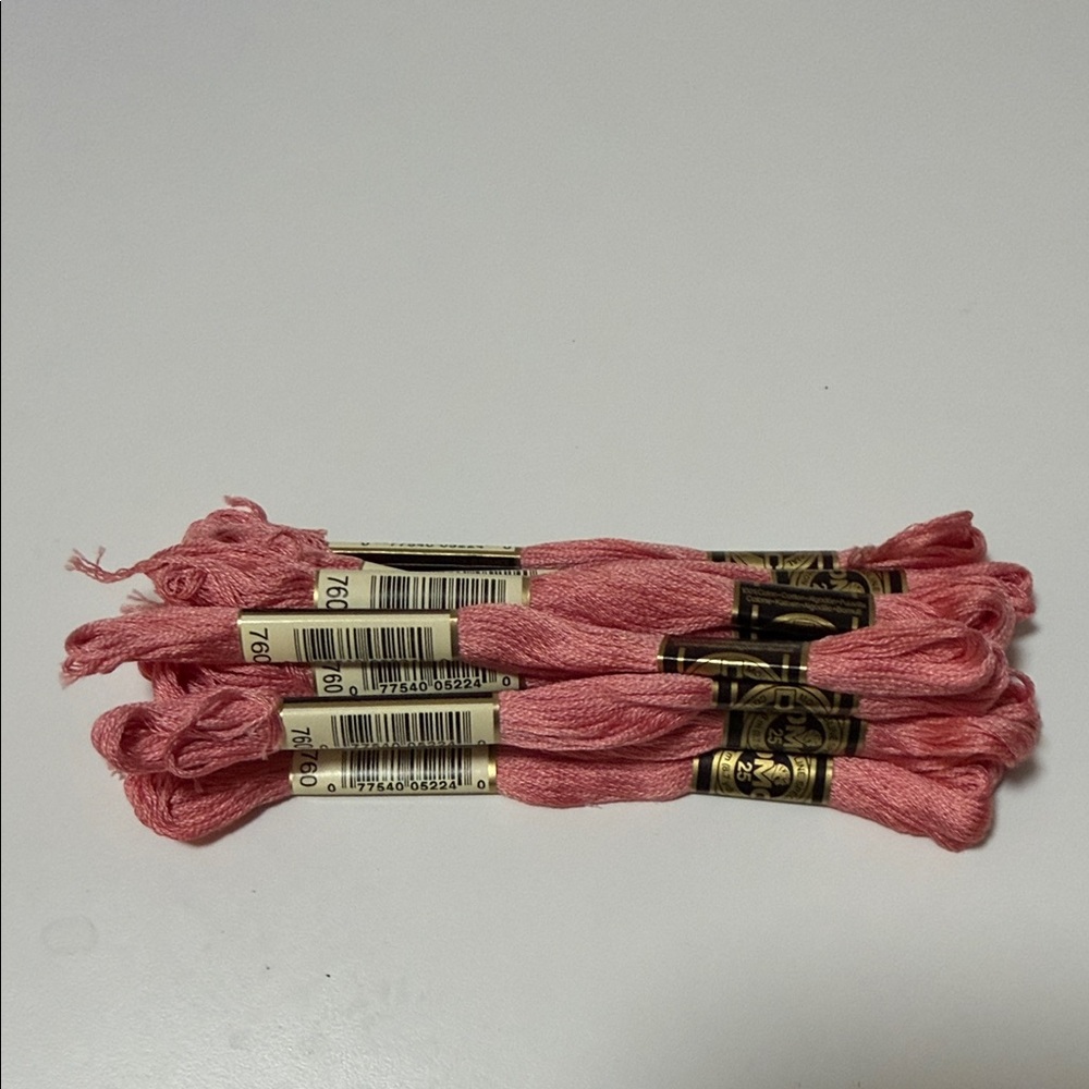 12 DMC (color 760) Pink Embroidery Floss Skeins